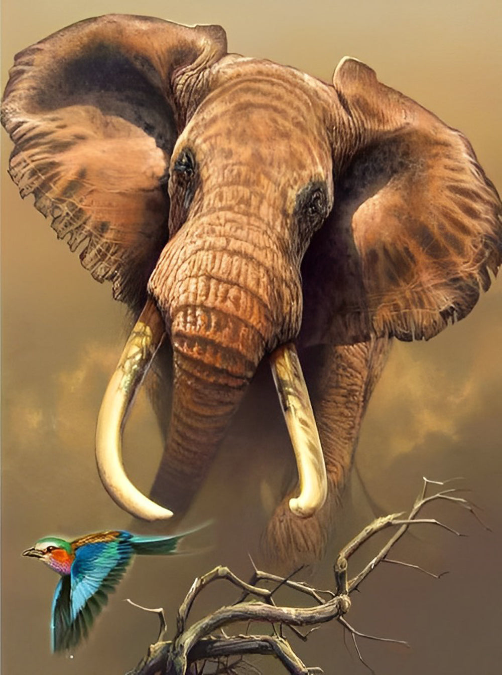 Olifant en Vogel Diamond Painting