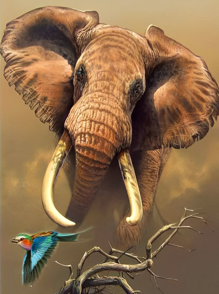 Olifant en Vogel Diamond Painting