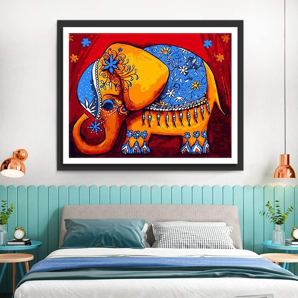 Olifant in Bloemenpatroonkleding Diamond Painting