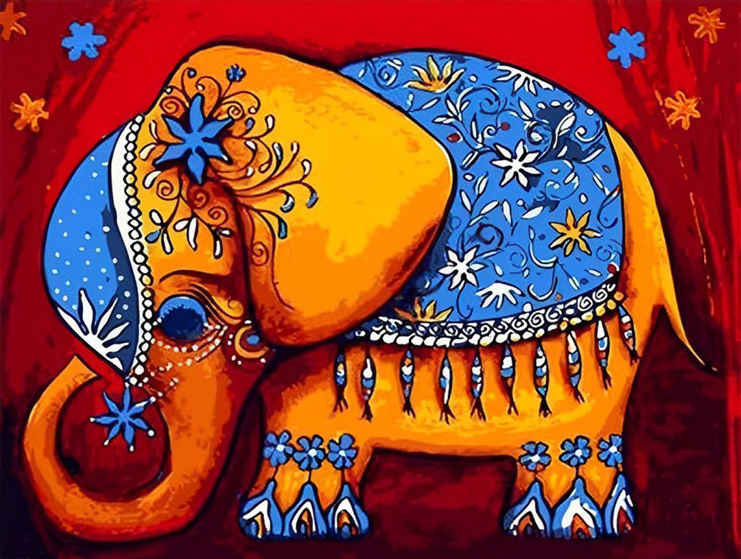 Olifant in Bloemenpatroonkleding Diamond Painting
