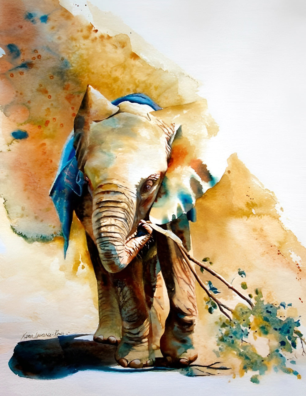Olifant met een Tak Diamond Painting