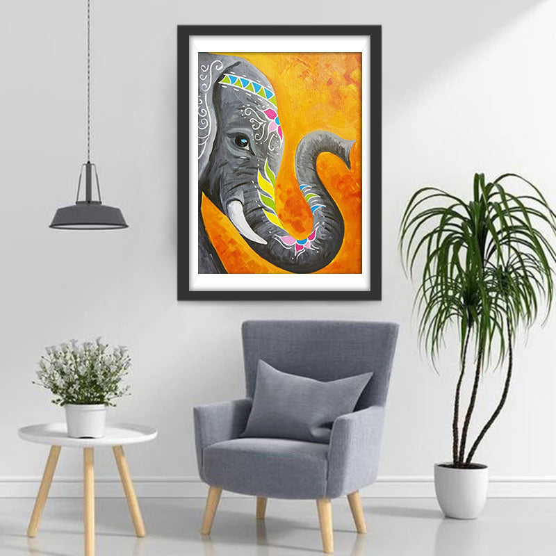 Olifant met Patronen op het Lichaam Diamond Painting