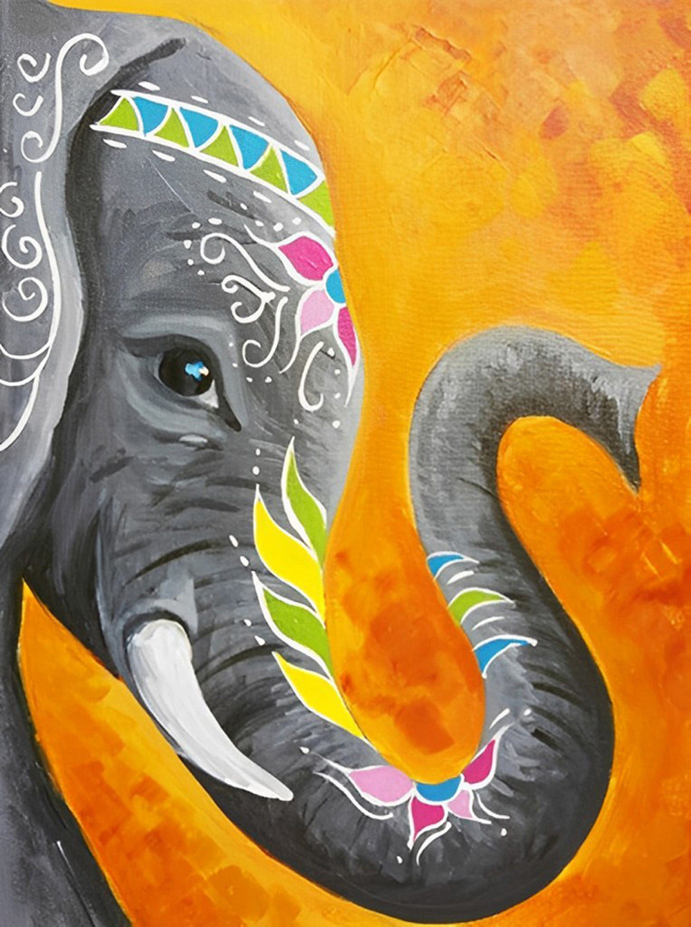 Olifant met Patronen op het Lichaam Diamond Painting
