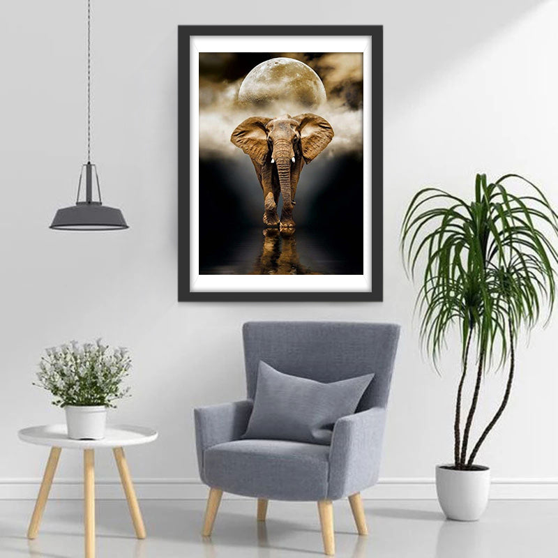 Olifant onder de Maan Diamond Painting