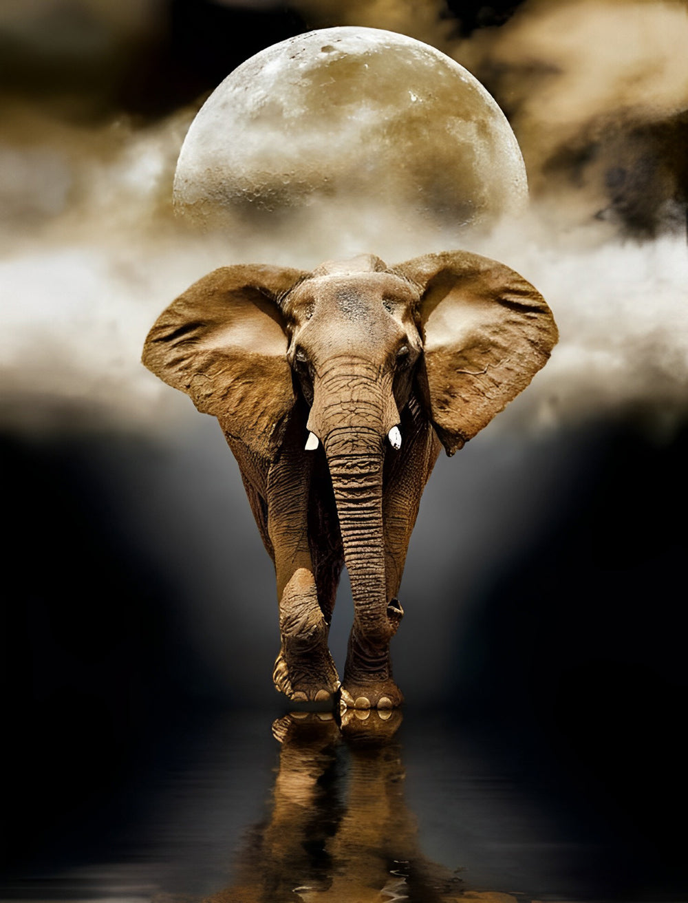 Olifant onder de Maan Diamond Painting