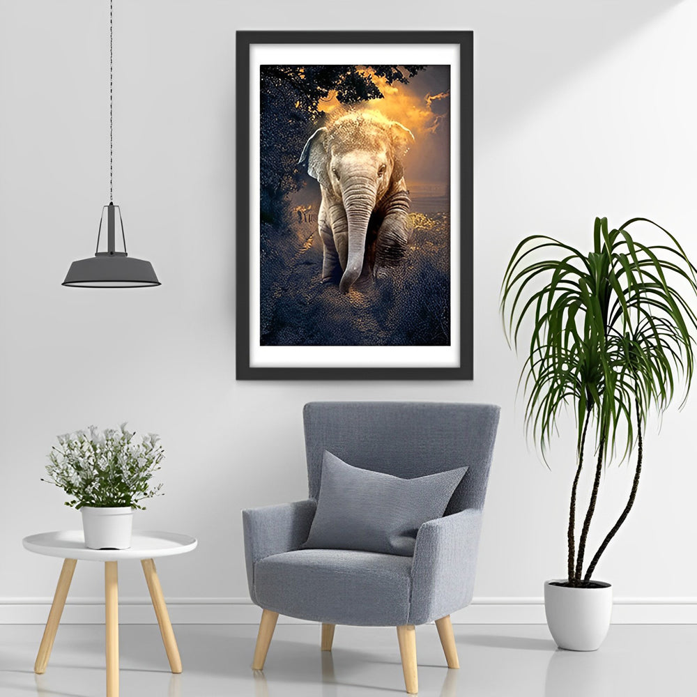 Olifant op de Dijk in het Bos Diamond Painting