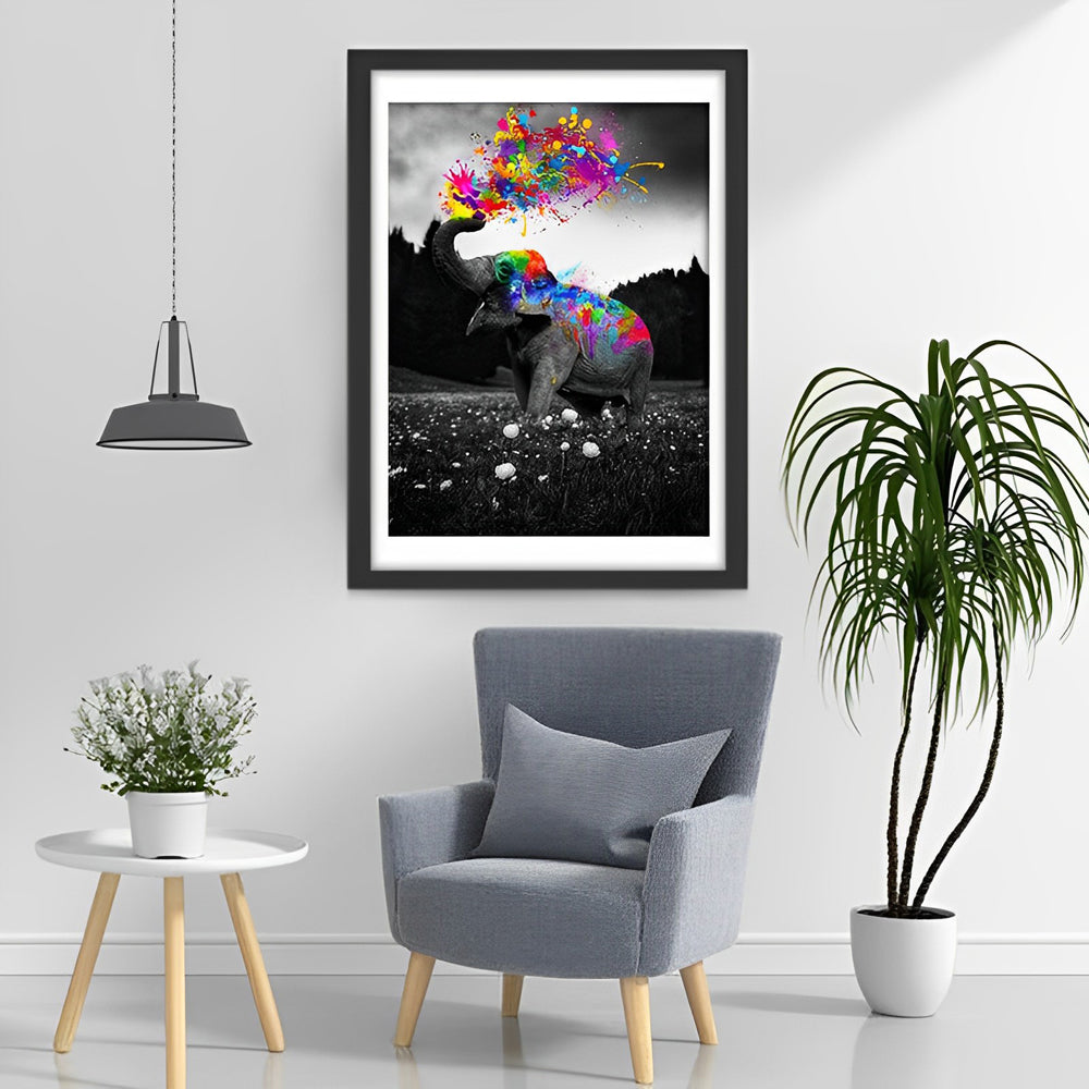 Olifant Spuit Verf met zijn Slurf Diamond Painting