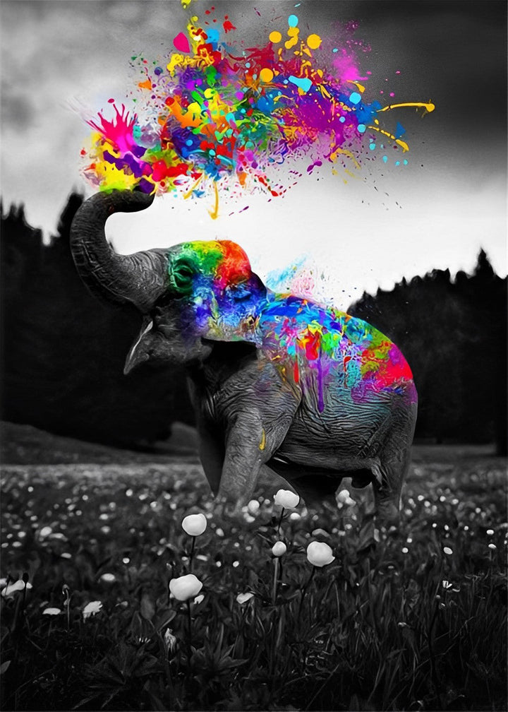 Olifant Spuit Verf met zijn Slurf Diamond Painting