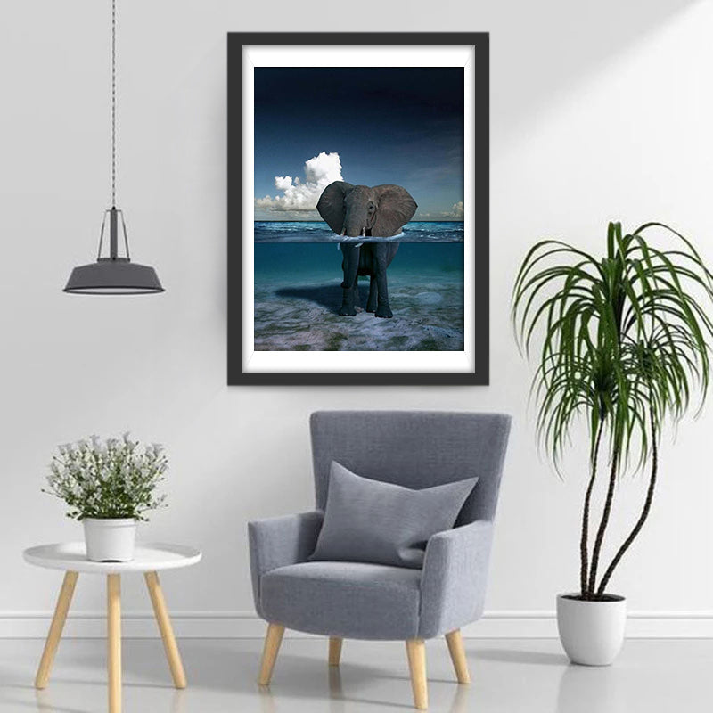 Olifant Staand in de Zee Diamond Painting