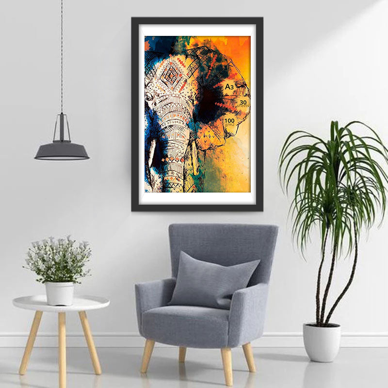 Olifanten Bedekt met Graffiti Diamond Painting