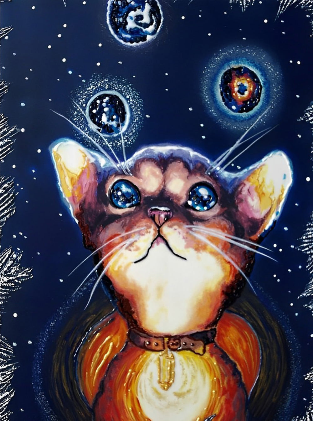 Onschuldige Kat met Grote Ogen Diamond Painting