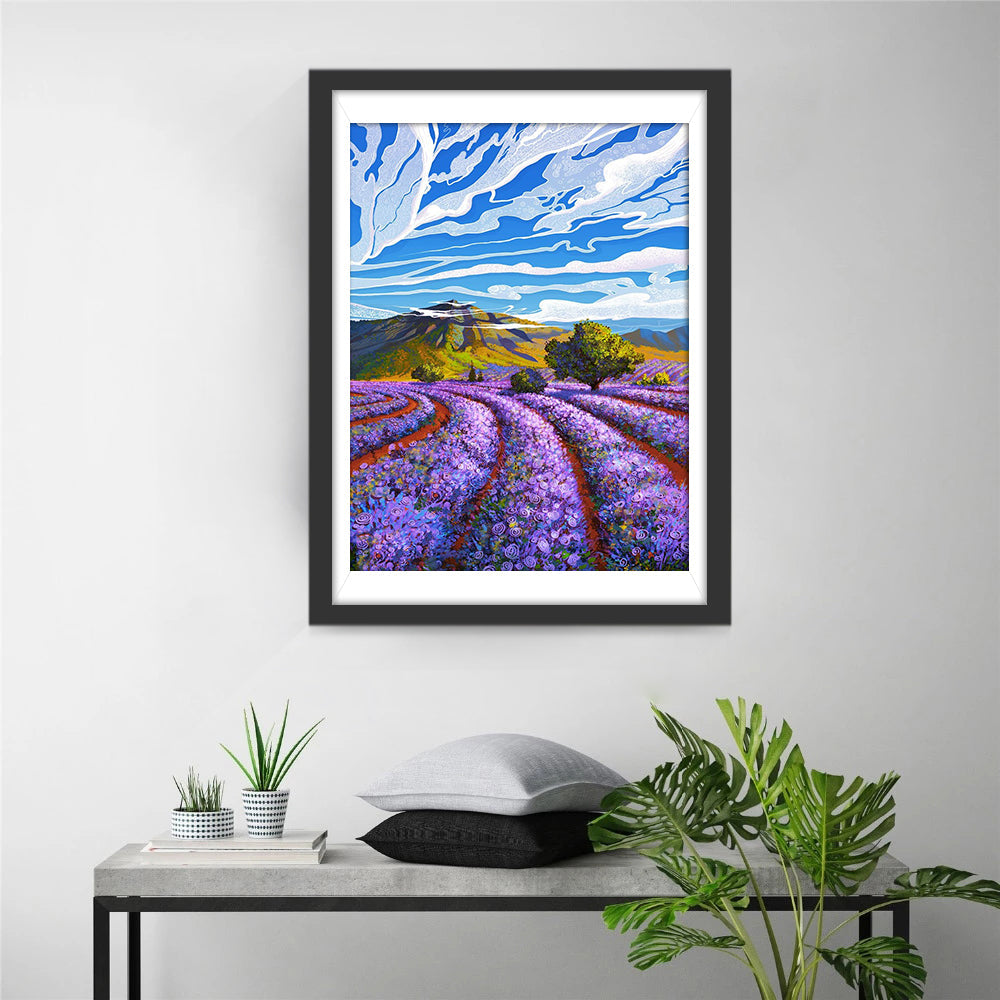 Ontroerend Lavendel-gebergte Toneel Diamond Painting