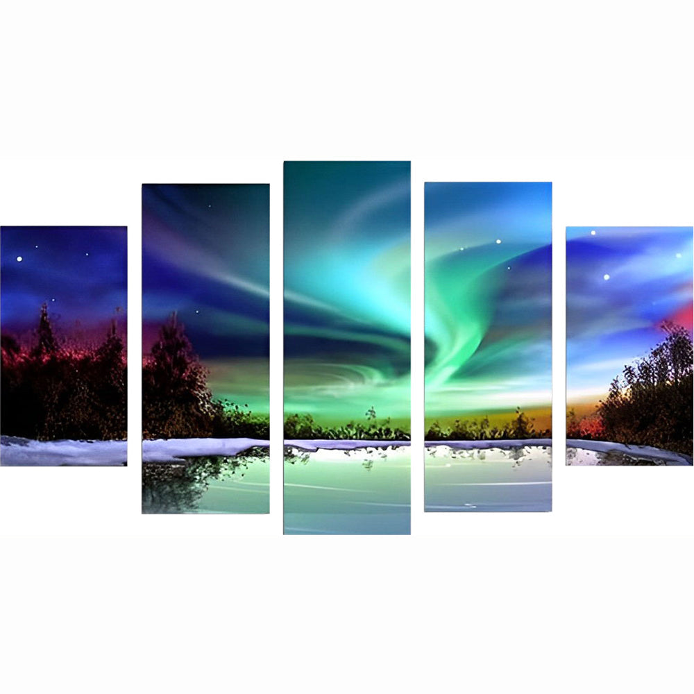 Ontroerend Noorderlichtlandschap 5 Platen Diamond Painting