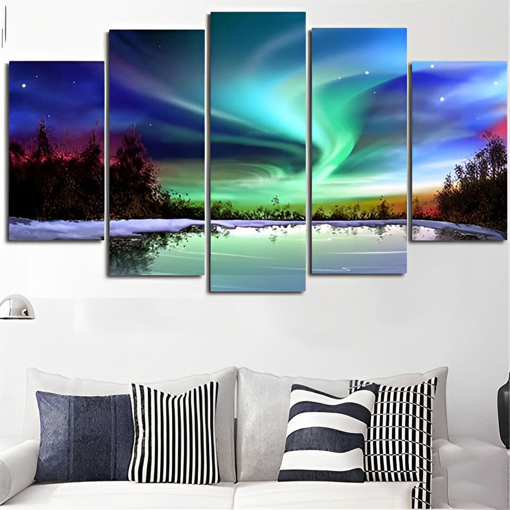 Ontroerend Noorderlichtlandschap 5 Platen Diamond Painting