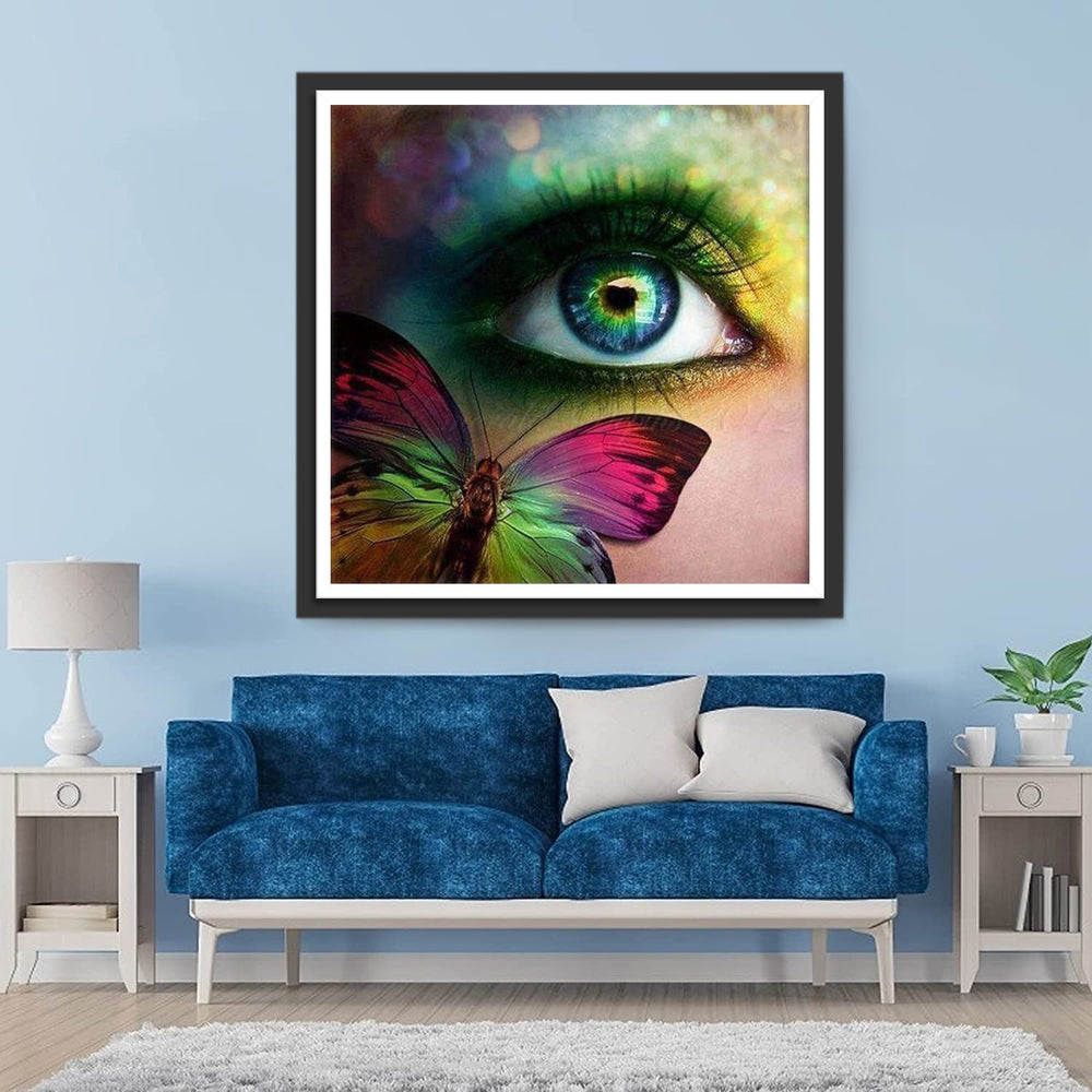 Oog en Vlinder in Kleurrijke Harmonie Diamond Painting