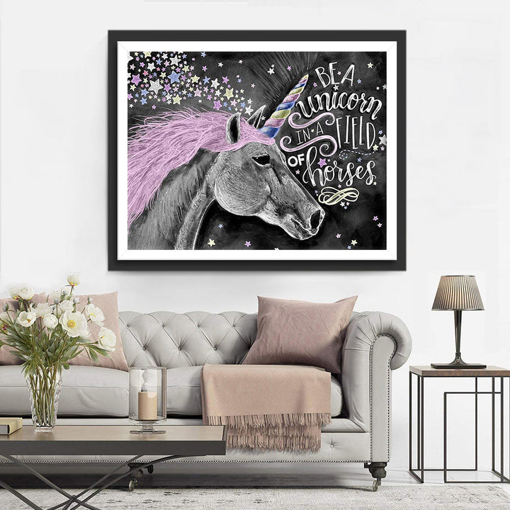 Oogverblindende Eenhoorns en Woorden Diamond Painting