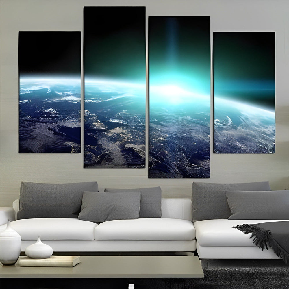 Open Uitzicht op Aarde als Muurkunst 4 Platen Diamond Painting