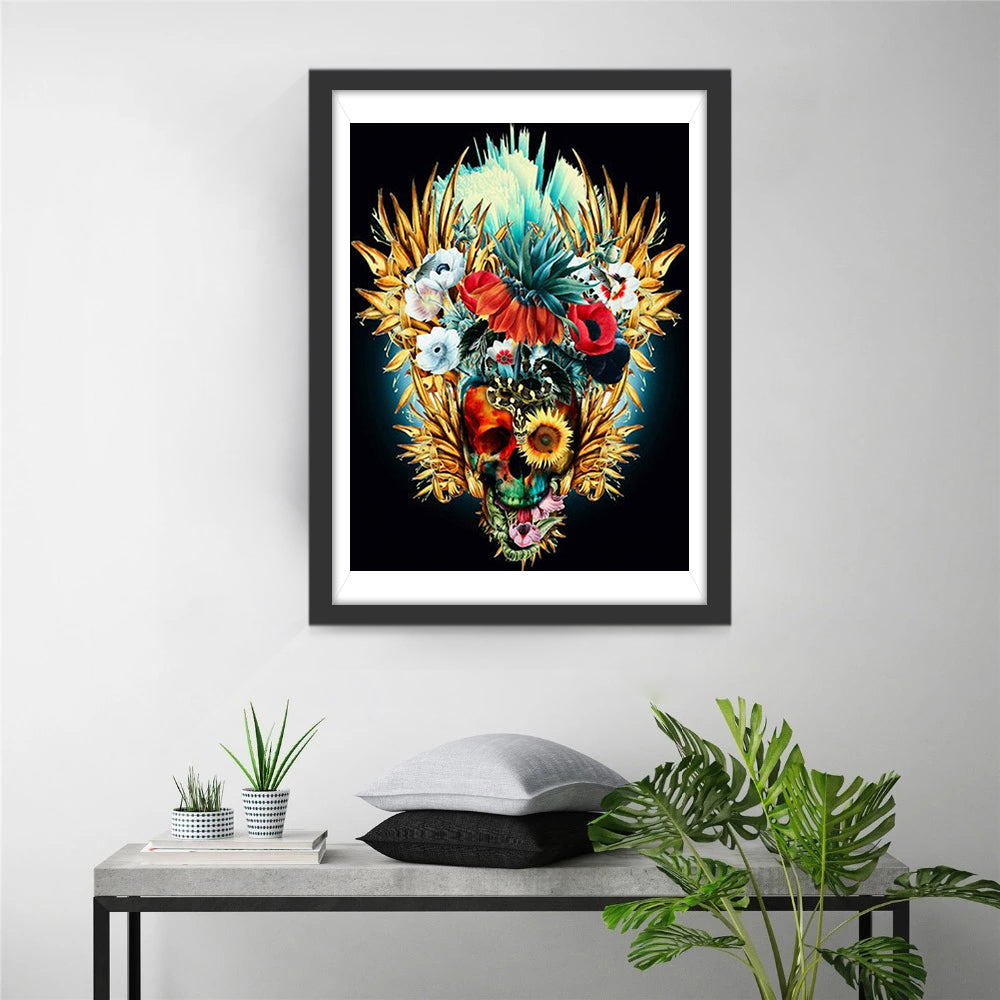 Opvallend Bloem-Schedelmotief Diamond Painting