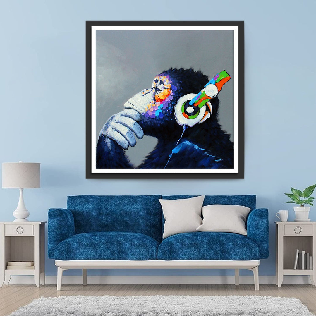 Orang-Oetan met Koptelefoon Diamond Painting