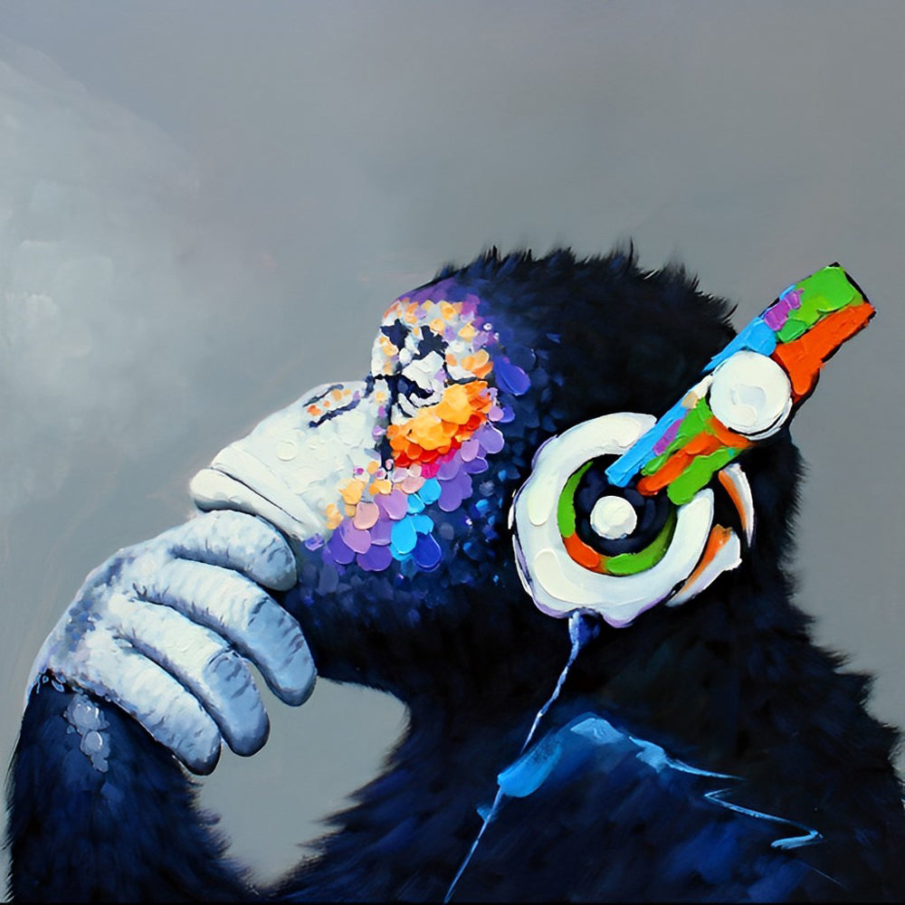 Orang-Oetan met Koptelefoon Diamond Painting