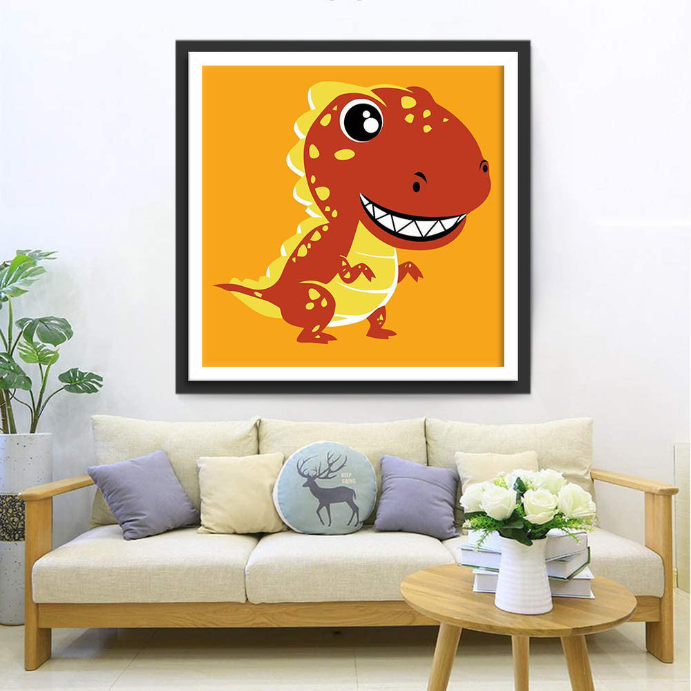 Oranje Baby-T-rexje Diamond Painting