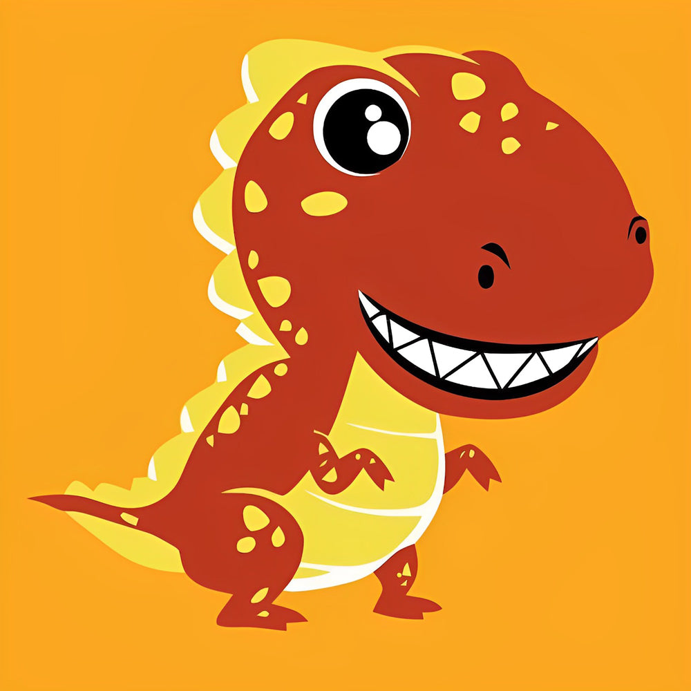 Oranje Baby-T-rexje Diamond Painting
