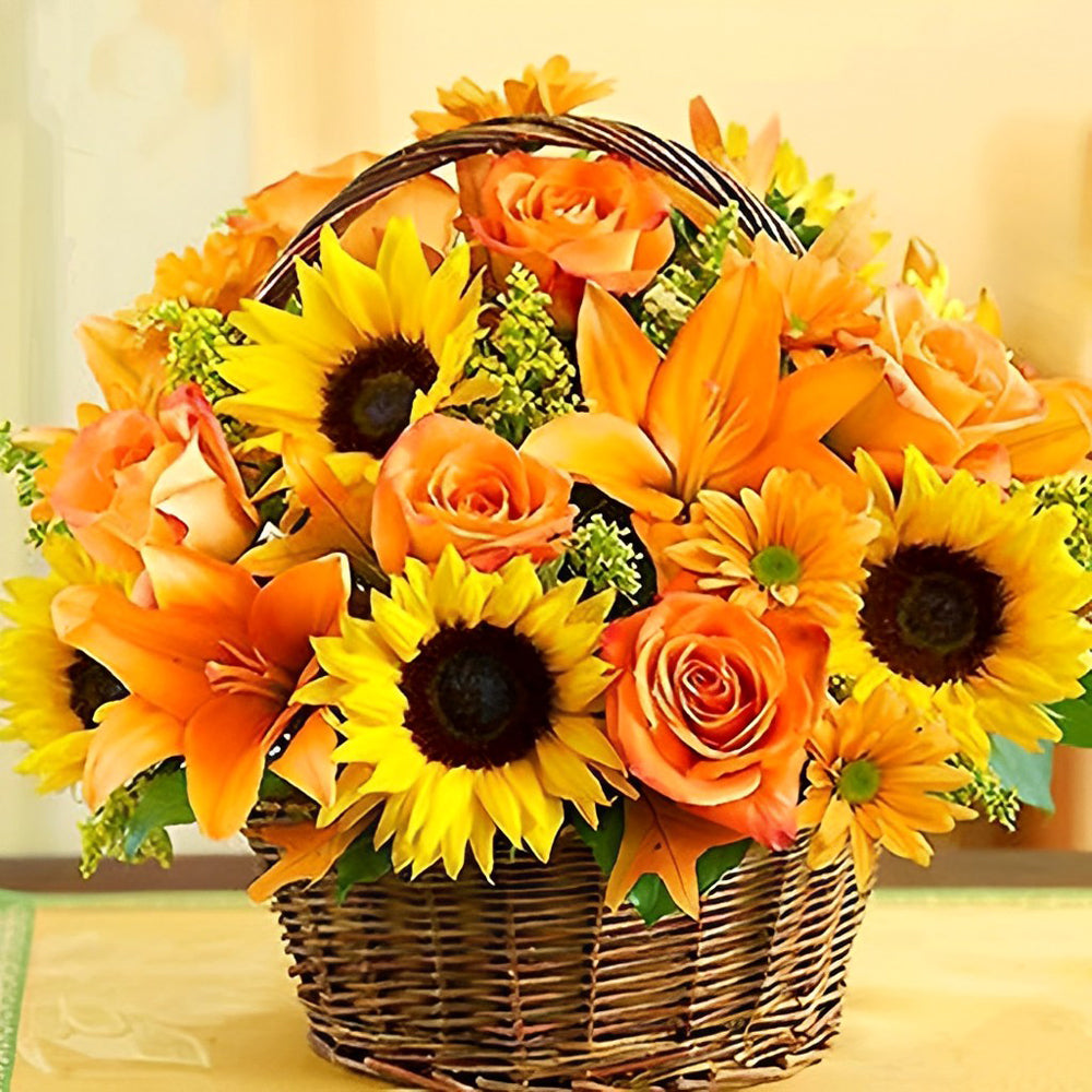 Oranje Bloemenmand Diamond Painting