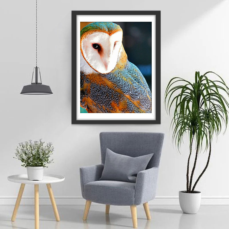 Oranje en Groene Uil Diamond Painting