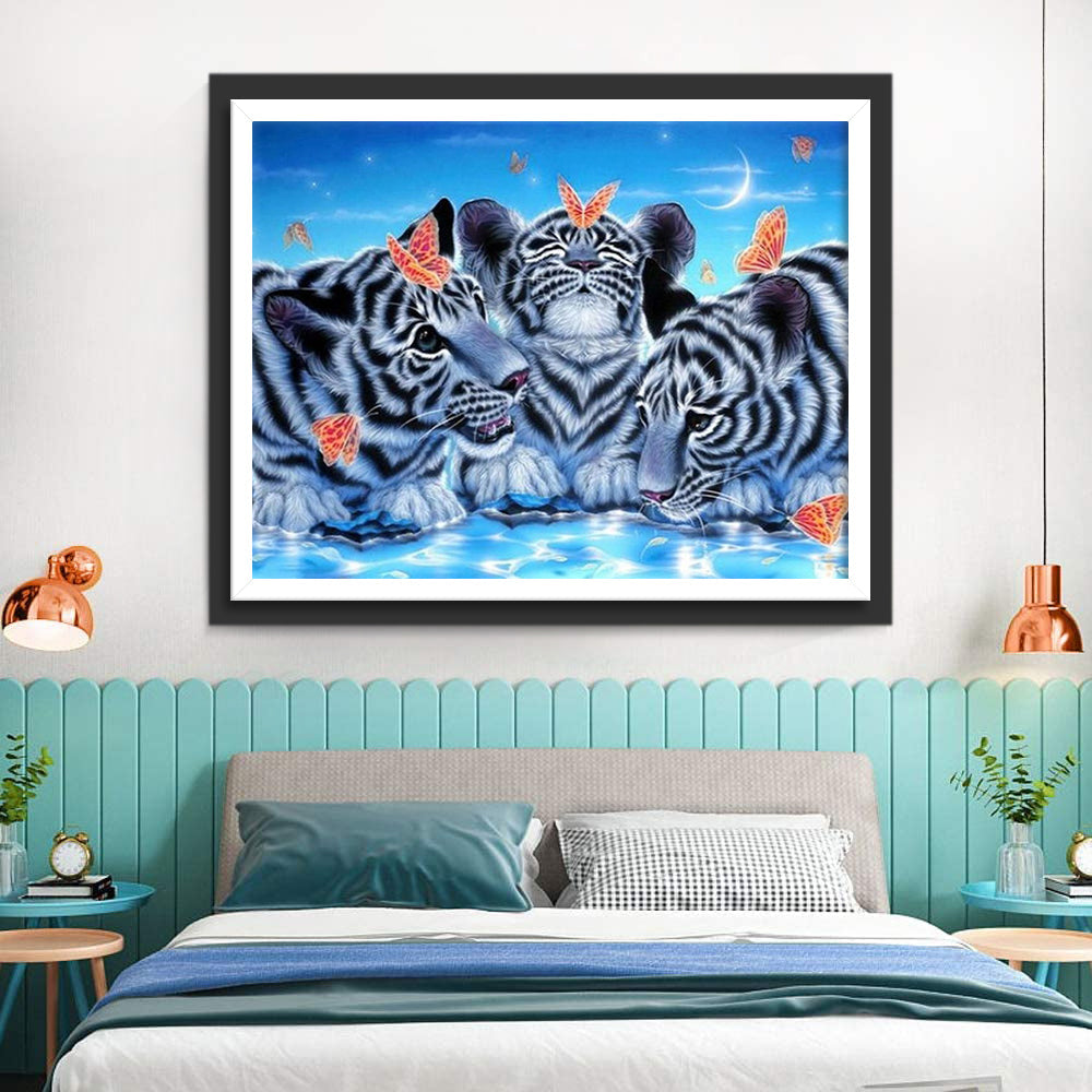 Oranje Vlinders en Tijgers Diamond Painting