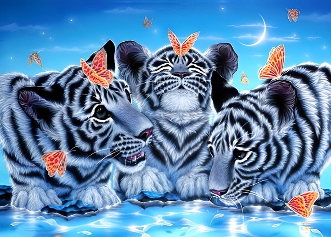 Oranje Vlinders en Tijgers Diamond Painting