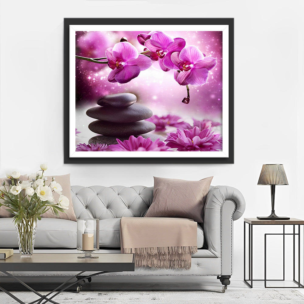 Orchidee en Steen Diamond Painting