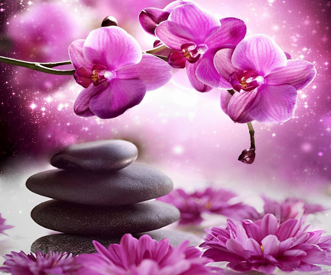 Orchidee en Steen Diamond Painting