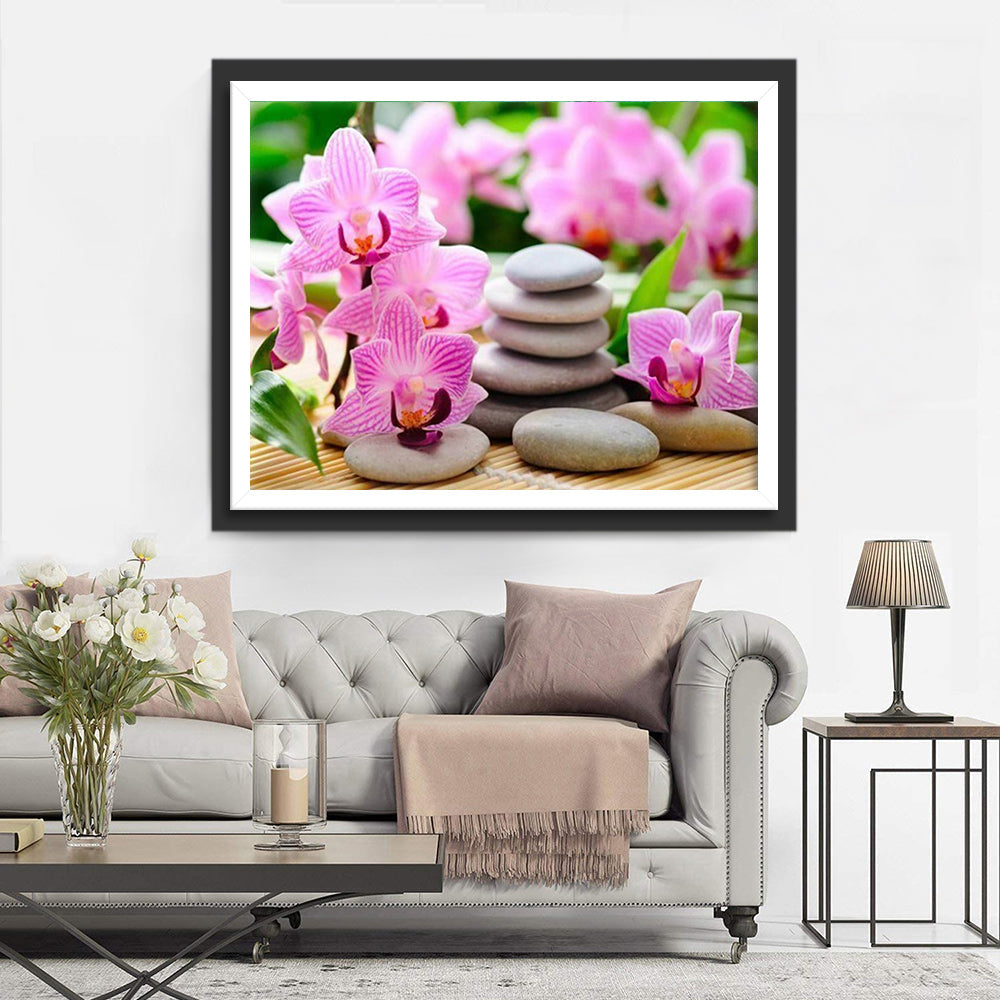 Orchideeën en Stenen Diamond Painting