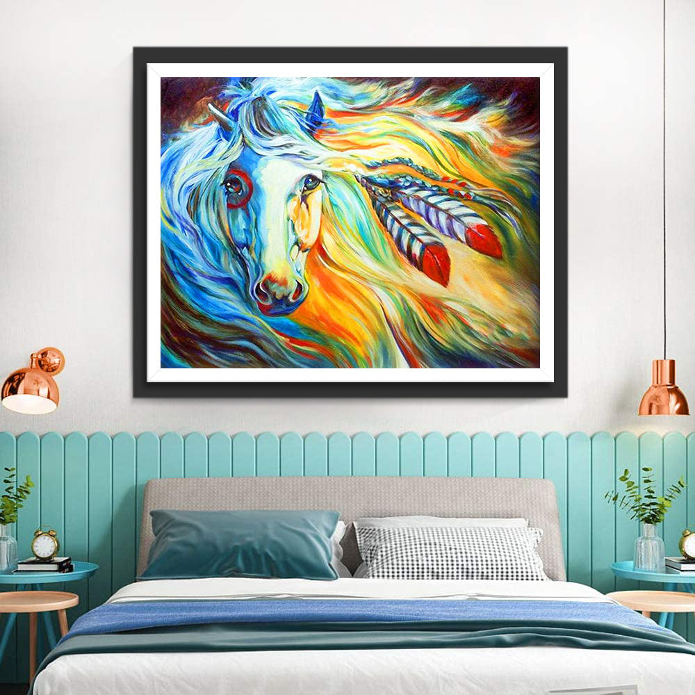 Paard met Gekleurd Haar Diamond Painting