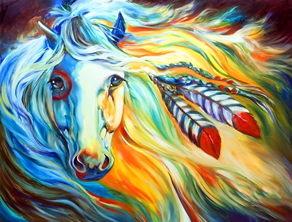 Paard met Gekleurd Haar Diamond Painting