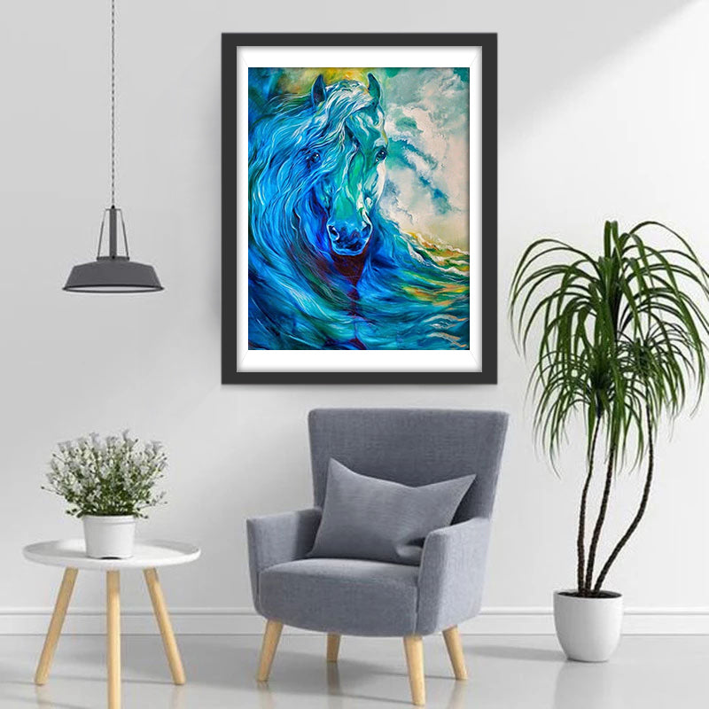 Paard met Golven als Lichaam Diamond Painting