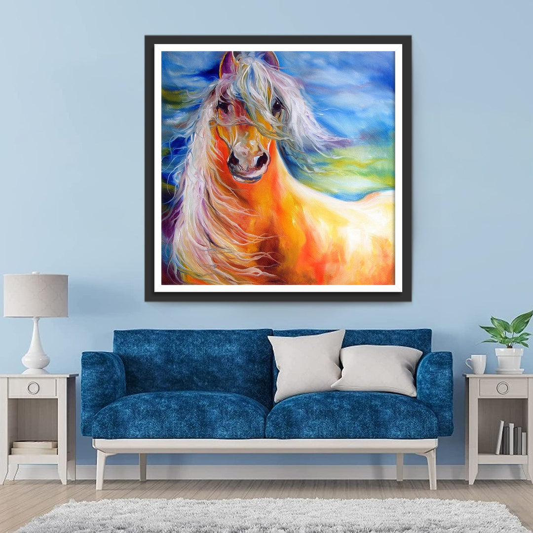 Paard met Vloeiende Manen Diamond Painting