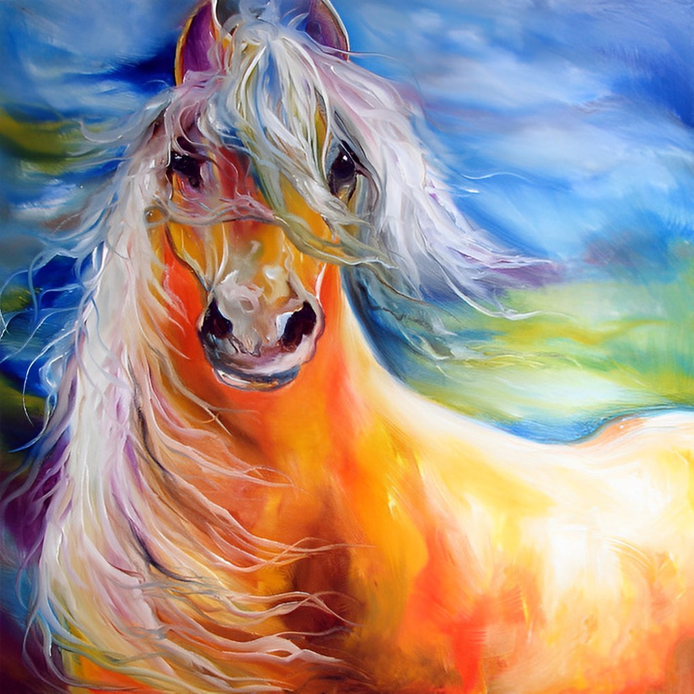 Paard met Vloeiende Manen Diamond Painting