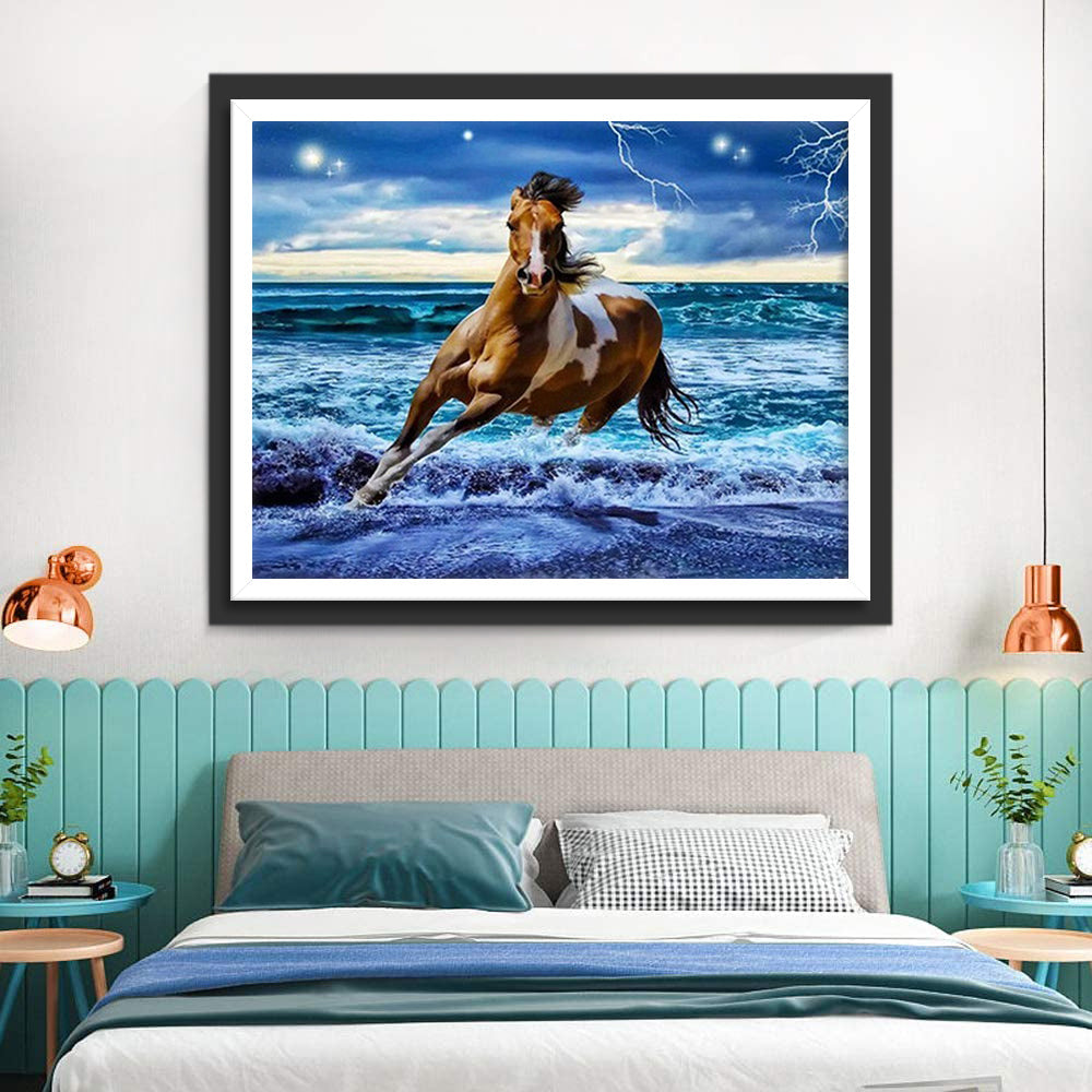 Paard Rent in de Zee Diamond Painting