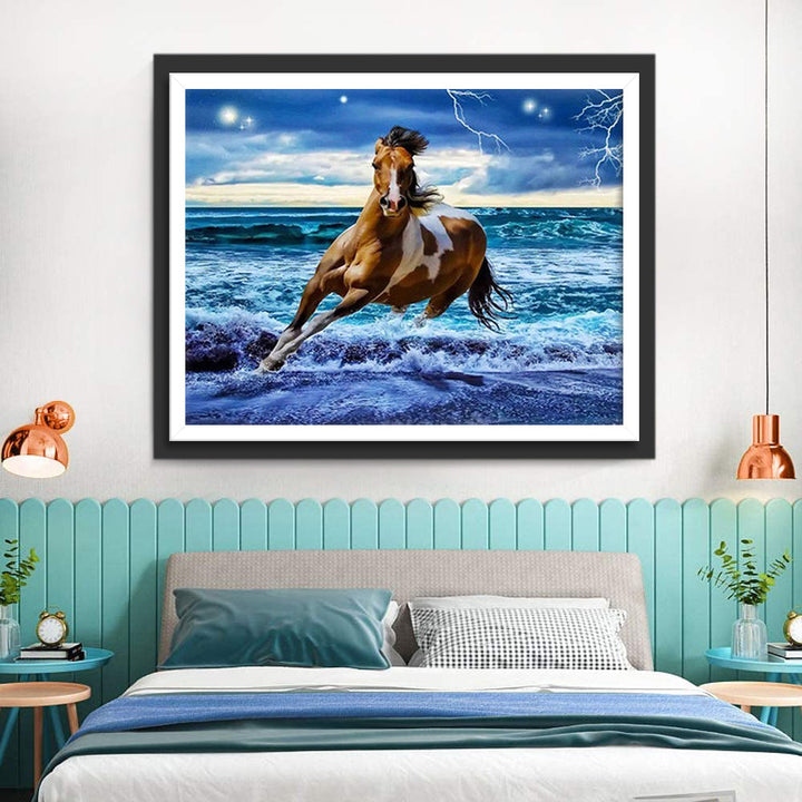 Paard Rent in de Zee Diamond Painting