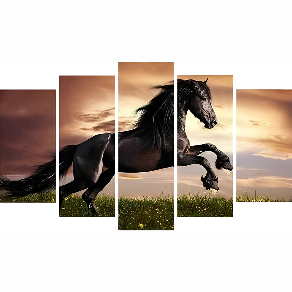 Paarden Rennen op het Gras 5 Platen Diamond Painting