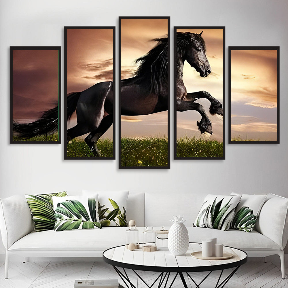 Paarden Rennen op het Gras 5 Platen Diamond Painting