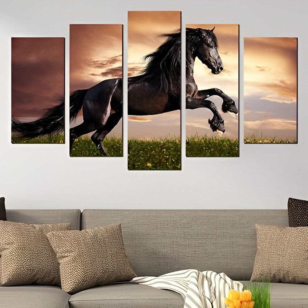 Paarden Rennen op het Gras 5 Platen Diamond Painting