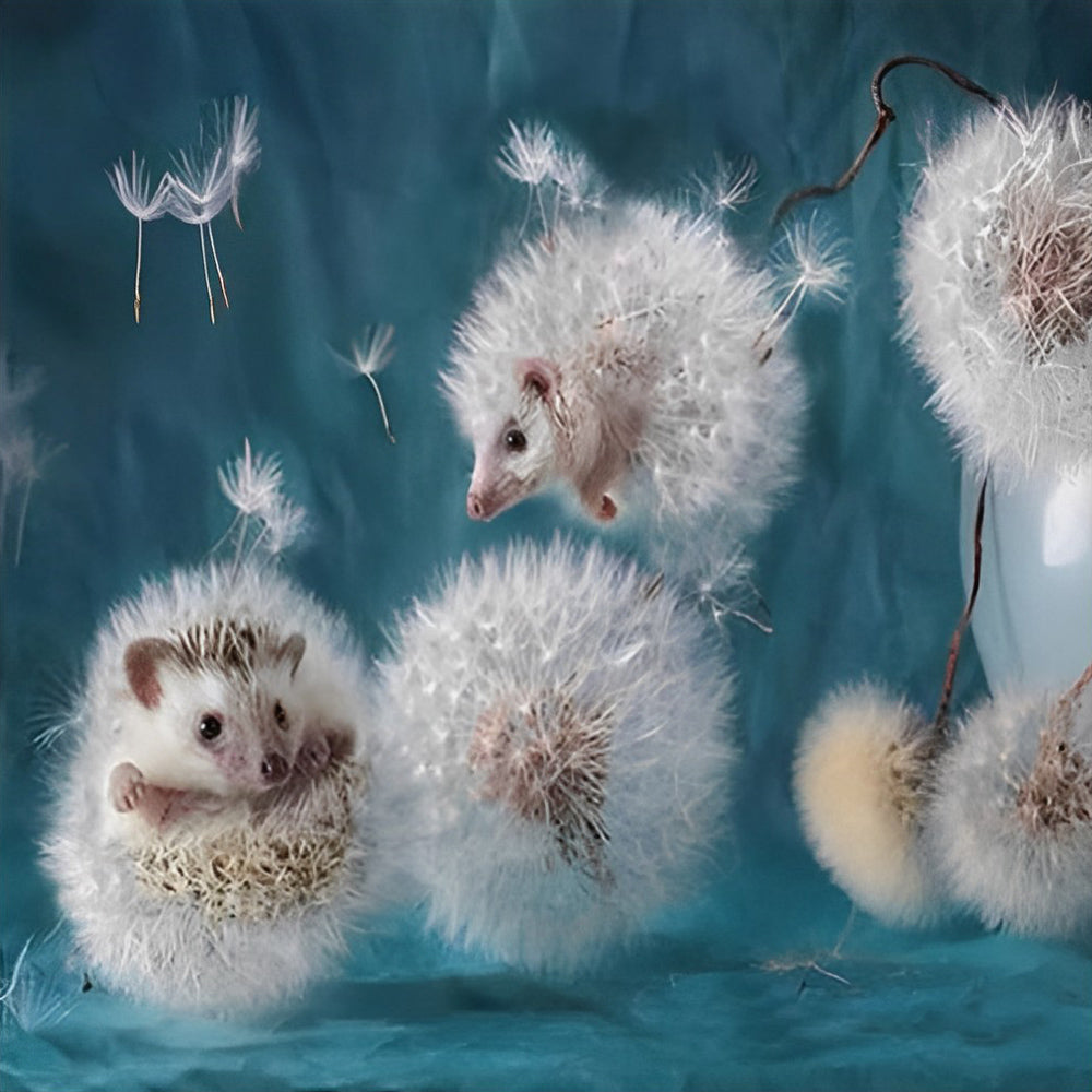 Paardenbloemen en Babyhamsters Diamond Painting