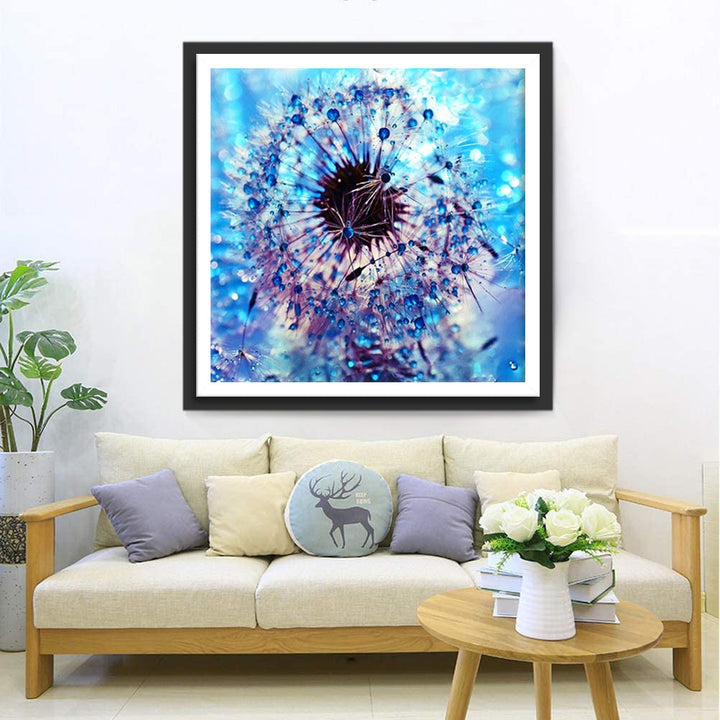 Paardenbloemen met Blauwe Waterdruppels Diamond Painting