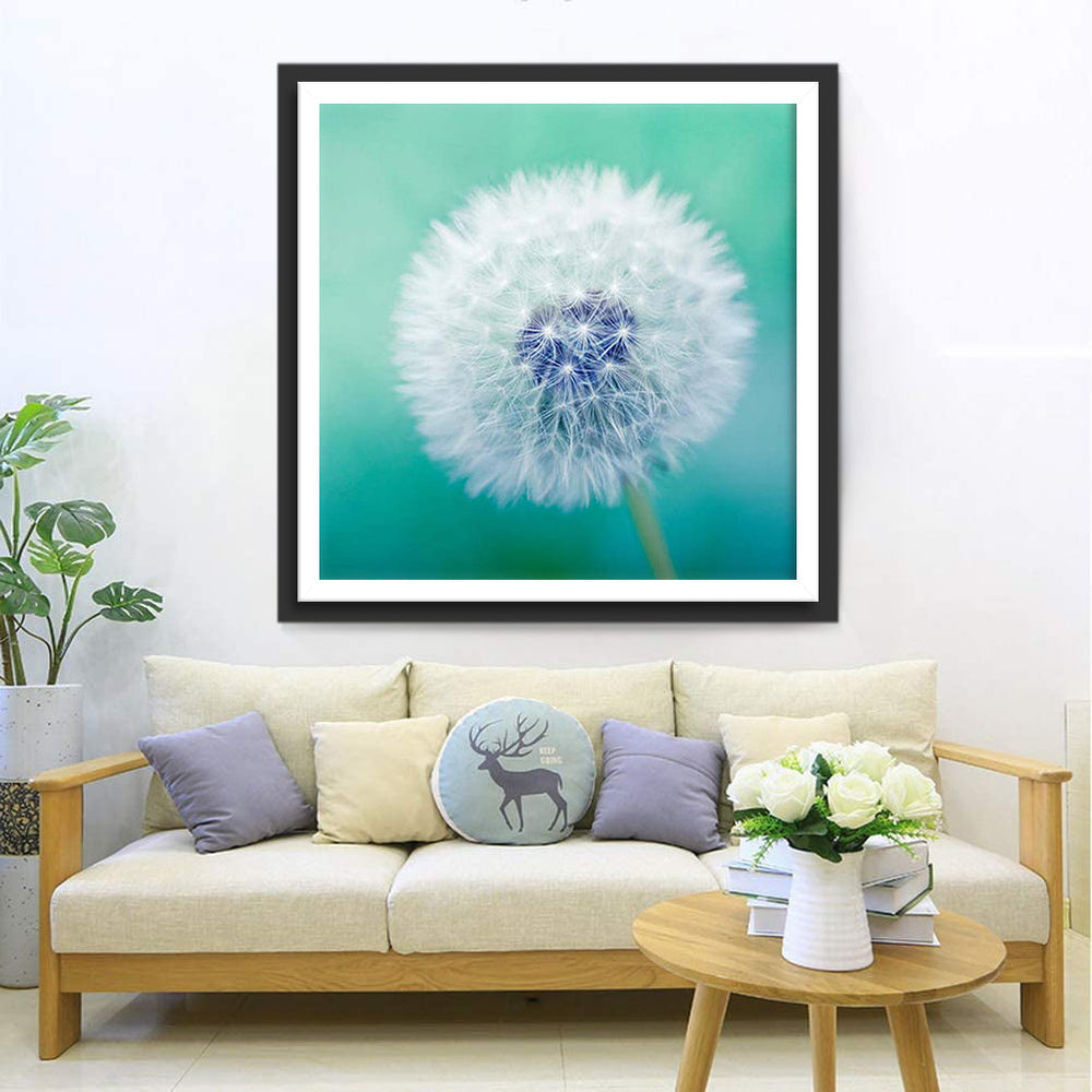 Paardenbloemen tegen een Blauwe Achtergrond Diamond Painting