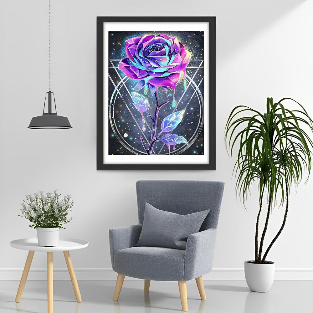 Paars-blauwe Lichtgevende Roos Diamond Painting