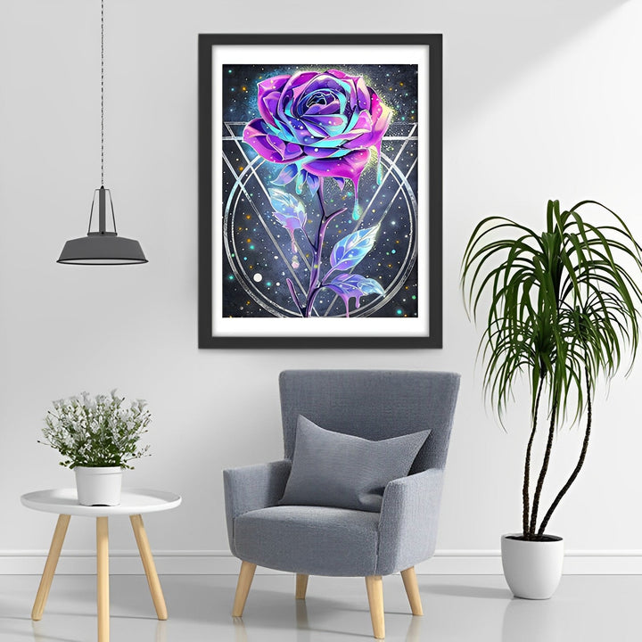 Paars-blauwe Lichtgevende Roos Diamond Painting