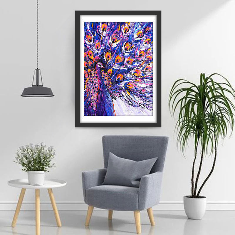 Paars-Oranje Pauw Diamond Painting