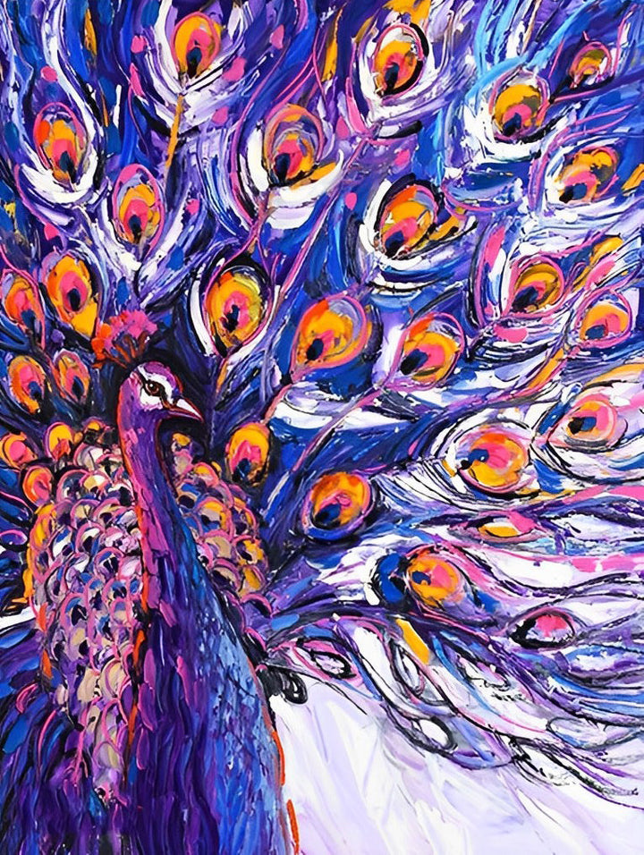 Paars-Oranje Pauw Diamond Painting